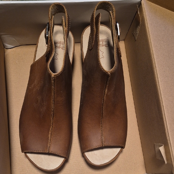 Dansko Tan Leather Open-Toe Mules - Picture 8 of 9